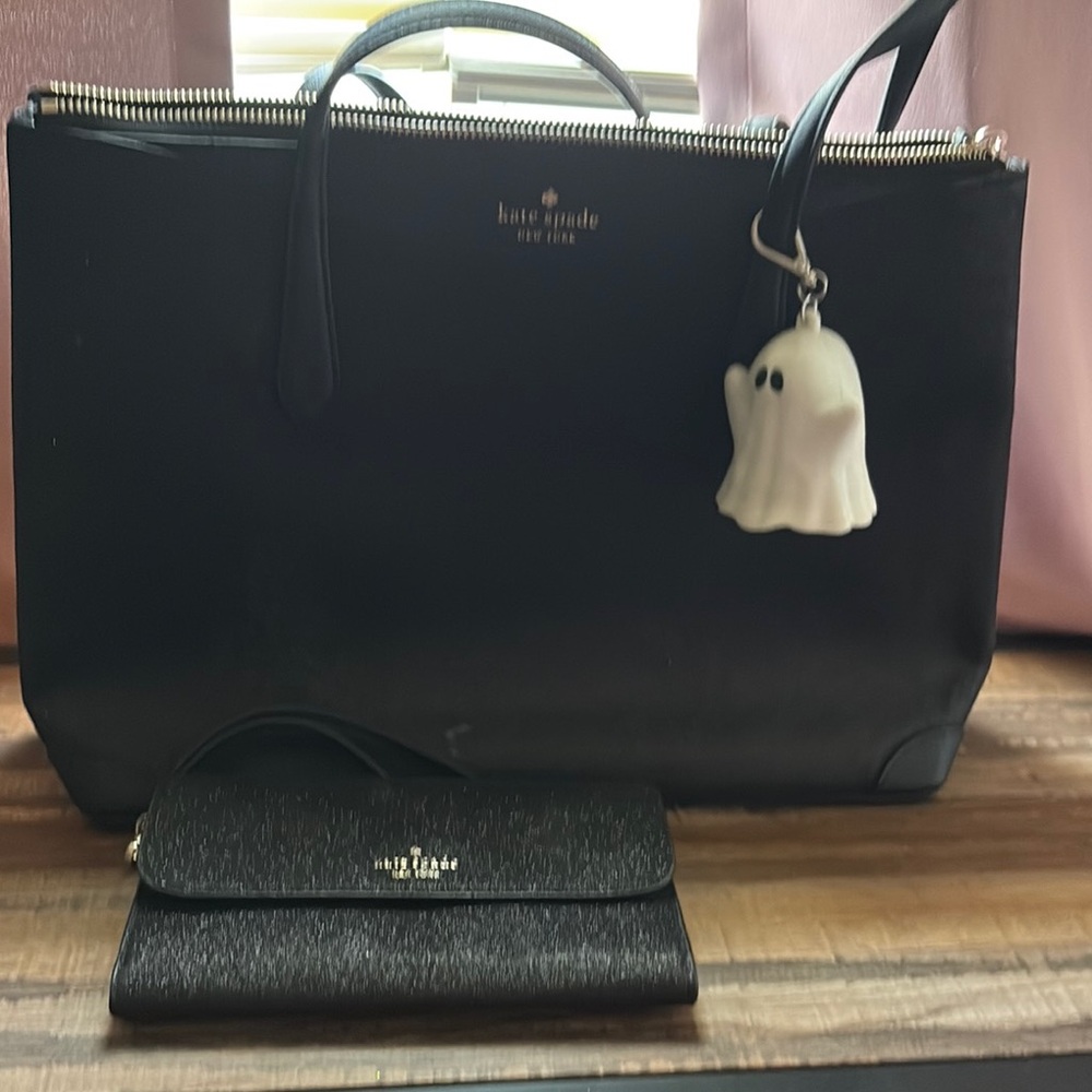 Kate Spade Black Leather Tote Bag